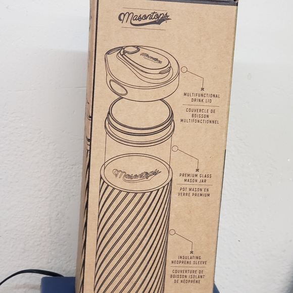 Masontops® Glass Water Bottle Neoprene Turquoise - Picture 3 of 5